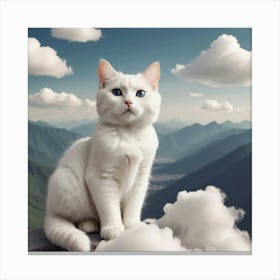 White Cat On A Mountain Canvas Print