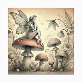 Fairy On A Mushroom Canvas Print