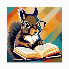 Squirrel Reading A Book 2 Canvas Print