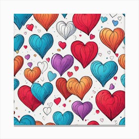 Seamless Pattern Of Hearts 2 Canvas Print