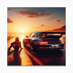 Porsche 911 At Sunset Canvas Print