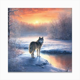 A wolf in winter  Canvas Print