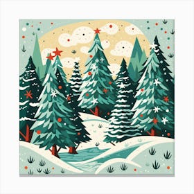 Christmas Trees In The Forest Canvas Print