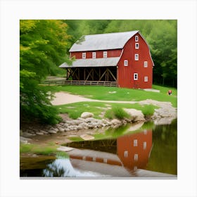 Red Barn In The Woods 3 Canvas Print