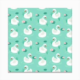 Elegant Swan Seamless Pattern Canvas Print