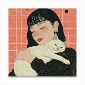 Girl With A Cat 1 Canvas Print