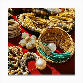 Beautiful African Pearly Jewellery On Display (8) Canvas Print