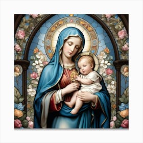 Mother Mary and Baby Jesus Stained Glass #2 Canvas Print