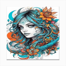 Blue Haired Girl Canvas Print