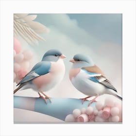 Firefly A Modern Illustration Of 2 Beautiful Sparrows Together In Neutral Colors Of Taupe, Gray, Tan (86) Canvas Print