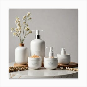 Product Photography Showcasing Skincare Products Inspired By Nature Presented In Ceramic Materials T 4021984048 Canvas Print