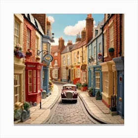 Claymation Style Animation Featuring Uk Streets With Houses Bending In A Whimsical Perspective Remi Canvas Print