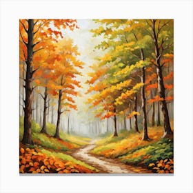 Forest In Autumn In Minimalist Style Square Composition 56 Canvas Print