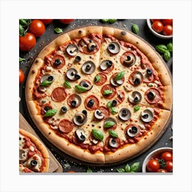 Classic Pizza A Classic Pizza With A Perfectly Baked Crust Bubbling Cheese Tangy Tomato Sauce And A Canvas Print