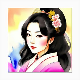 Traditional Clothes Japan Geisha Woman Canvas Print