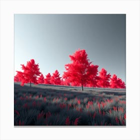 Red Trees In A Field Toile