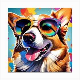 Corgi In Sunglasses 69 Canvas Print