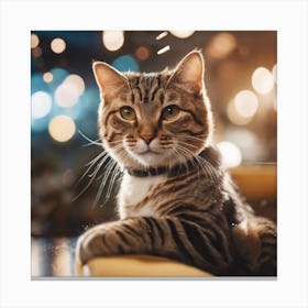 Cat Sitting On A Table Canvas Print