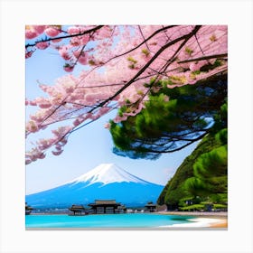 Cherry Blossoms On The Beach Canvas Print