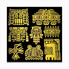 American Golden Ancient Totems Canvas Print