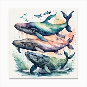Whales in water Canvas Print