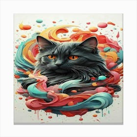 Black Cat Painting Canvas Print