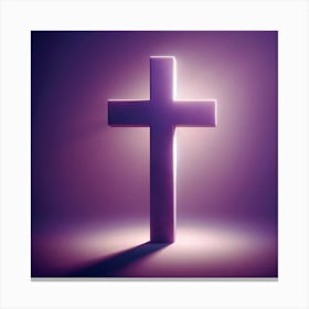 Purple Cross white outline Canvas Print