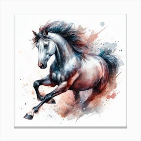 Horse In Motion, Horse Watercolour Art Print 4 Canvas Print