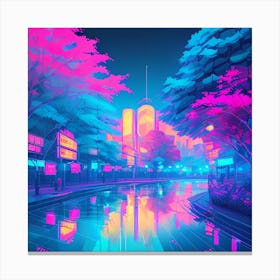 Neon City, Neon Art, Neon Painting Canvas Print