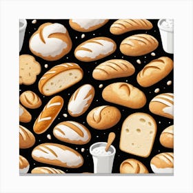 Seamless Pattern With Bread Canvas Print