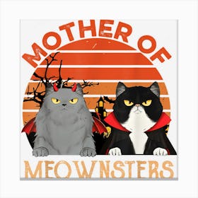 Funny Mother Of Meownsters Halloween Apparel Canvas Print