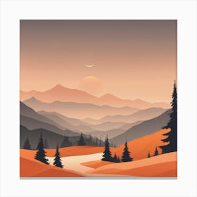 Misty mountains background in orange tone 65 Canvas Print