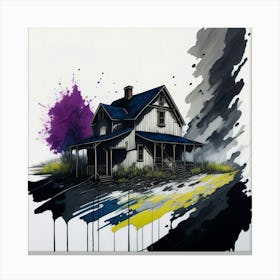 Colored House Ink Painting (21) Canvas Print