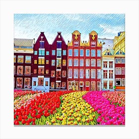 Amsterdam Tulips art prints Canvas Print