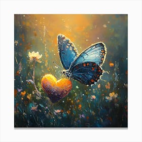 Butterfly Resting on Heart Flower 4 Canvas Print