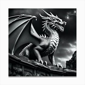 Black And White Dragon Canvas Print