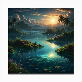 Sunset At The Lake 4 Canvas Print