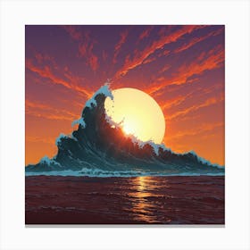 Sea with a Sunset in anime style Canvas Print