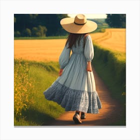 Girl Walking In The Countryside Canvas Print