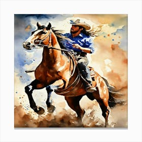 Cowboy Riding A Horse 1 Canvas Print