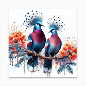 A Pair Of Blue Crowned Pigeons Canvas Print