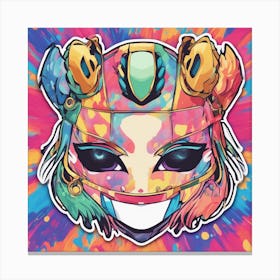 Vibrant Sticker Of A Tie Dye Pattern Mask And Based On A Trend Setting Indie Game 1 Canvas Print