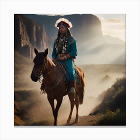 Indian Warrior On Horseback Canvas Print