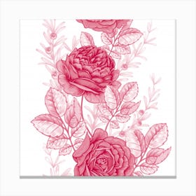 Flower Seamless Pattern With Roses Canvas Print