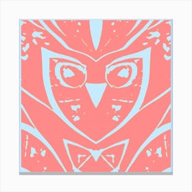 Abstract Owl Warm Orange And Pastel Blue Canvas Print