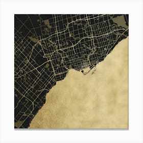 Toronto Street Map Black and Gold Canvas Print