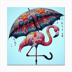 Flamingo Under an Umbrella Canvas Print