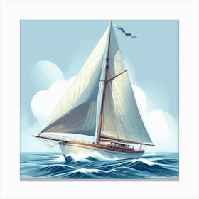 Azure Seascape with Valiant Sailboat Canvas Print