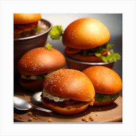 Hamburgers On A Plate Canvas Print