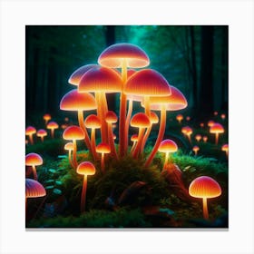 Glowing Fungi of the Misty Forest Canvas Print
